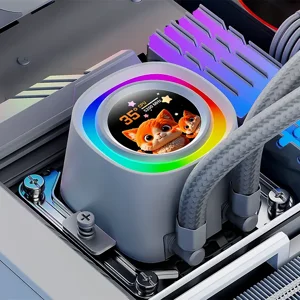 ID-COOLING FX240 LCD 240mm Liquid CPU Cooler, Dual Fan AIO Water Cooling System with Integrated LCD Display and ARGB Lighting