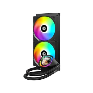 ID-COOLING FX240 LCD 240mm Liquid CPU Cooler, Dual Fan AIO Water Cooling System with Integrated LCD Display and ARGB Lighting