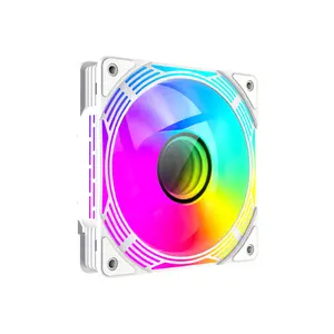GameMax FN12A-C8I-RW Reverse 120mm ARGB Cooling Fan White Edition, PWM High-Airflow Fan Design, Reverse Blade Configuration, Addressable RGB PC Cooling Fan