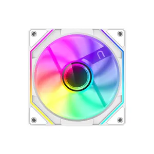 GameMax FN12A-S8I-RW Reverse 120mm ARGB Cooling Fan White Edition, PWM High-Airflow Fan Design, Reverse Blade Configuration, Addressable RGB PC Cooling Fan