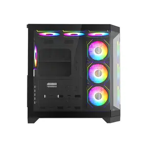 GameMax HYPE A Full View Mid Tower ATX Gaming PC Case Black Edition, Panoramic Tempered Glass Chassis, Full-View Showcase Design, Premium Gaming PC Case