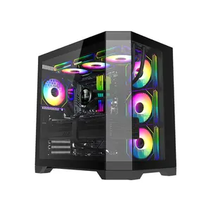 GameMax HYPE A Full View Mid Tower ATX Gaming PC Case Black Edition, Panoramic Tempered Glass Chassis, Full-View Showcase Design, Premium Gaming PC Case