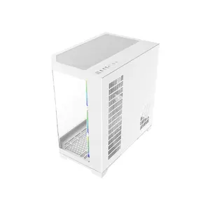 GameMax HYPE A Full View Mid Tower ATX Gaming PC Case White Edition, Panoramic Tempered Glass Chassis, Full-View Showcase Design, Premium Gaming PC Case