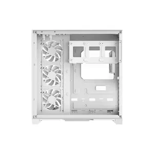 GameMax HYPE A Full View Mid Tower ATX Gaming PC Case White Edition, Panoramic Tempered Glass Chassis, Full-View Showcase Design, Premium Gaming PC Case