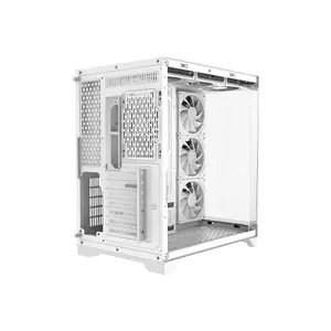 GameMax HYPE A Full View Mid Tower ATX Gaming PC Case White Edition, Panoramic Tempered Glass Chassis, Full-View Showcase Design, Premium Gaming PC Case