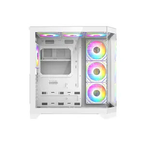 GameMax HYPE A Full View Mid Tower ATX Gaming PC Case White Edition, Panoramic Tempered Glass Chassis, Full-View Showcase Design, Premium Gaming PC Case