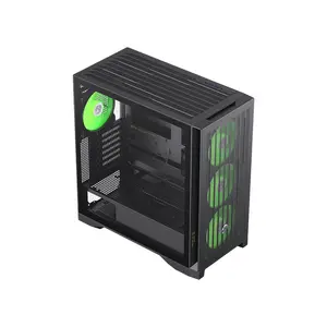 GameMax LEADER 2 BK Mid Tower Gaming PC Case Black Edition, Tempered Glass Gaming Chassis, High-Airflow Design, Premium Gaming and Performance PC Case