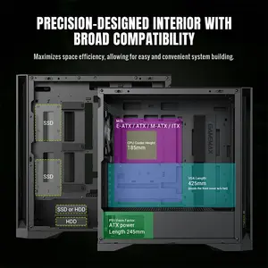 GameMax LEADER 2 BK Mid Tower Gaming PC Case Black Edition, Tempered Glass Gaming Chassis, High-Airflow Design, Premium Gaming and Performance PC Case