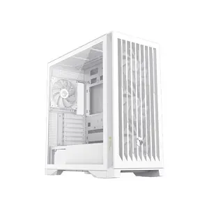 GameMax LEADER 2 HW Mid Tower Gaming PC Case White Edition, Tempered Glass Gaming Chassis, High-Airflow Design, Premium Gaming and Performance PC Case