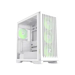GameMax LEADER 2 HW Mid Tower Gaming PC Case White Edition, Tempered Glass Gaming Chassis, High-Airflow Design, Premium Gaming and Performance PC Case