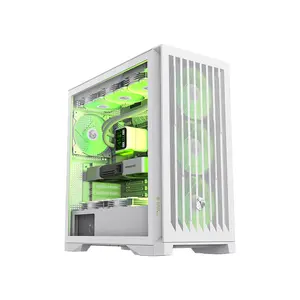 GameMax LEADER 2 HW Mid Tower Gaming PC Case White Edition, Tempered Glass Gaming Chassis, High-Airflow Design, Premium Gaming and Performance PC Case