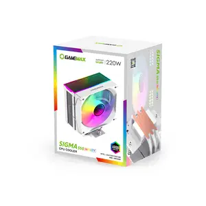 GameMax SIGMA 550 INFINITY Tower CPU Air Cooler White Edition, Infinity Mirror Design, Tower Heatsink Cooling System, High-Performance CPU Air Cooling Solution