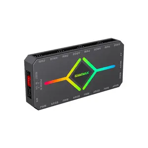 GameMax V4.0 ARGB Hub PWM Controller Black Edition, Multi-Fan RGB Synchronization Controller, PWM Fan Management System, Addressable RGB Control Hub