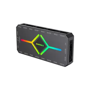 GameMax V4.0 ARGB Hub PWM Controller Black Edition, Multi-Fan RGB Synchronization Controller, PWM Fan Management System, Addressable RGB Control Hub