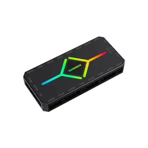 GameMax V4.0 ARGB Hub PWM Controller Black Edition, Multi-Fan RGB Synchronization Controller, PWM Fan Management System, Addressable RGB Control Hub