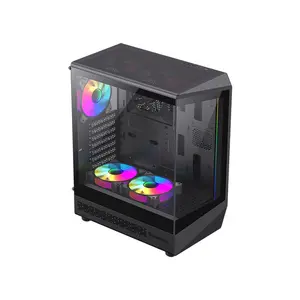 GameMax VISTA COC AB ATX Mid Tower Panoramic Gaming PC Case, Tempered Glass Full-View Chassis, Showcase Design, High-Airflow Gaming and Performance PC Case