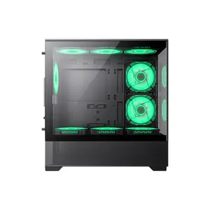 GameMax VISTA MB Black Micro-ATX Glass View Gaming PC Case, Panoramic Tempered Glass Chassis, Full-View Showcase Design, Compact Gaming and Performance PC Case