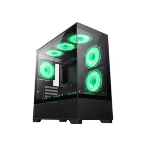 GameMax VISTA MB Black Micro-ATX Glass View Gaming PC Case, Panoramic Tempered Glass Chassis, Full-View Showcase Design, Compact Gaming and Performance PC Case