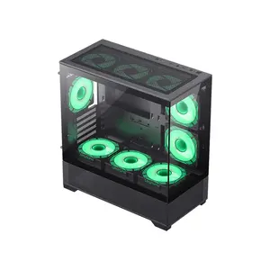 GameMax VISTA MB Black Micro-ATX Glass View Gaming PC Case, Panoramic Tempered Glass Chassis, Full-View Showcase Design, Compact Gaming and Performance PC Case