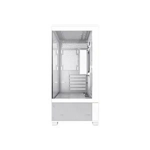 GameMax VISTA MW White Micro-ATX Full View Gaming PC Case, Panoramic Tempered Glass Chassis, Full-View Showcase Design, Compact Gaming and Performance PC Case