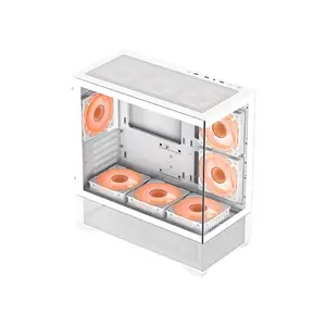 GameMax VISTA MW White Micro-ATX Full View Gaming PC Case, Panoramic Tempered Glass Chassis, Full-View Showcase Design, Compact Gaming and Performance PC Case