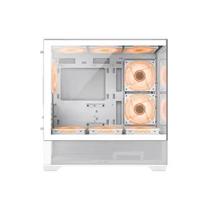 GameMax VISTA MW White Micro-ATX Full View Gaming PC Case, Panoramic Tempered Glass Chassis, Full-View Showcase Design, Compact Gaming and Performance PC Case