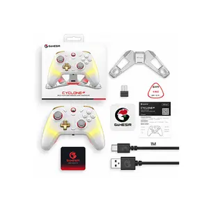 GameSir Cyclone 2 White Wireless Gaming Controller, Mag-Res TMR Sticks, Hall Effect Triggers, Bluetooth, Wireless Dongle & Wired, Micro Switch ABXY, 860mAh Battery, RGB, 6-Axis Gyroscope & Charging Dock GameSir
