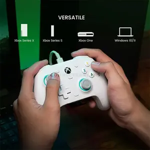 GameSir G7 SE White Wired Gaming Controller for Xbox Series X|S, Xbox One & PC, Anti-Drift Hall Effect Sticks, Hall Effect Analog Triggers, 2 Mappable Quick-Latch Back Buttons, Magnetic Swappable Faceplate, 3.5mm Audio Jack, 4 Rumble Motors 