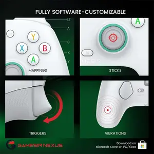 GameSir G7 SE White Wired Gaming Controller for Xbox Series X|S, Xbox One & PC, Anti-Drift Hall Effect Sticks, Hall Effect Analog Triggers, 2 Mappable Quick-Latch Back Buttons, Magnetic Swappable Faceplate, 3.5mm Audio Jack, 4 Rumble Motors 