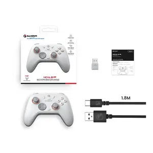 GameSir Nova Lite 2 Luminous White Multiplatform Wireless Gaming Controller, Hall Effect Sticks & Triggers, Mechanical Circular D-Pad, 1000Hz Polling Rate, Trigger Stops, 2 Macro Back Buttons, Bluetooth / 2.4GHz / USB-C