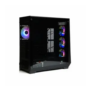 GFURY Pluto GF 390 Black Gaming Case, Tempered Glass Mid-Tower Chassis, High-Airflow Cooling Design, Modern Gaming PC Case for Enthusiast Builds