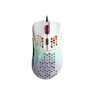 Glorious Model D Glossy RGB Ergonomic Gaming Mouse White Edition, Ultra-Lightweight Honeycomb Shell Design, RGB Lighting Effects, Competitive Esports Gaming Mouse