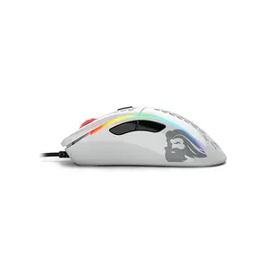 Glorious Model D Glossy RGB Ergonomic Gaming Mouse White Edition, Ultra-Lightweight Honeycomb Shell Design, RGB Lighting Effects, Competitive Esports Gaming Mouse