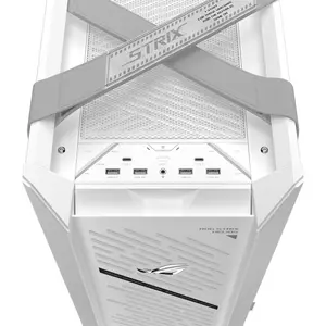 ASUS GX601S ROG Strix Helios II White Edition EATX Mid Tower Gaming Case, Dual Tempered Glass Panels, 420mm Radiator Support, 450mm GPU Clearance, 4 Pre-Installed 140mm Fans