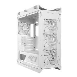 ASUS GX601S ROG Strix Helios II White Edition EATX Mid Tower Gaming Case, Dual Tempered Glass Panels, 420mm Radiator Support, 450mm GPU Clearance, 4 Pre-Installed 140mm Fans