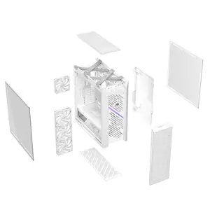 ASUS GX601S ROG Strix Helios II White Edition EATX Mid Tower Gaming Case, Dual Tempered Glass Panels, 420mm Radiator Support, 450mm GPU Clearance, 4 Pre-Installed 140mm Fans