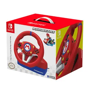 Hori Mario Kart Racing Wheel Pro Mini for Nintendo Switch, Compact Racing Wheel Controller, Pedal Support Included, Plug-and-Play Driving Simulation Accessory