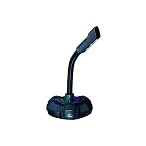 HP 1100C RGB USB Desktop Microphone Black Edition DHP-1100C, USB Connectivity Design, RGB Lighting Effects, Streaming, Podcasting and Recording Audio Microphone