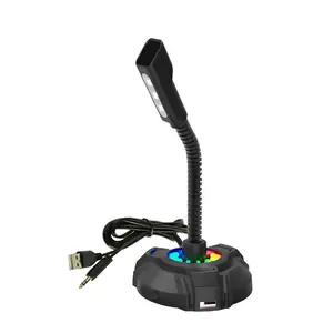 HP 1100C RGB USB Desktop Microphone Black Edition DHP-1100C, USB Connectivity Design, RGB Lighting Effects, Streaming, Podcasting and Recording Audio Microphone