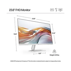 HP 524sw 23.8 Inch Full HD Monitor White, 1920×1080 Resolution, 100Hz Refresh Rate, IPS Panel Technology, HDMI and VGA Connectivity, Anti-Glare Display for Home and Office Use