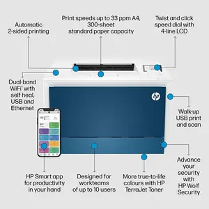 HP Color LaserJet Pro 4203dw Color Laser Printer, Automatic Duplex Printing, Wi-Fi Connectivity, Ethernet and USB Interfaces, High-Performance Business Color Printing Solution
