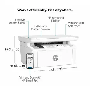 HP LaserJet MFP M141w Monochrome Laser Printer, Print Copy Scan Functions, Wi-Fi Connectivity, USB Interface, Compact Desktop Multifunction Printer for Home and Office Use