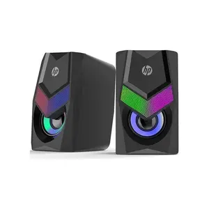 HP Stereo Multimedia RGB Wired Speaker System Black Edition DHE-6000, Desktop RGB Audio Speakers, Stereo Sound Performance, Wired Multimedia Entertainment Speaker Set