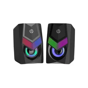 HP Stereo Multimedia RGB Wired Speaker System Black Edition DHE-6000, Desktop RGB Audio Speakers, Stereo Sound Performance, Wired Multimedia Entertainment Speaker Set