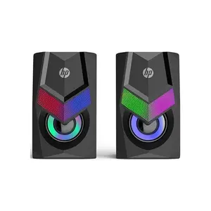 HP Stereo Multimedia RGB Wired Speaker System Black Edition DHE-6000, Desktop RGB Audio Speakers, Stereo Sound Performance, Wired Multimedia Entertainment Speaker Set