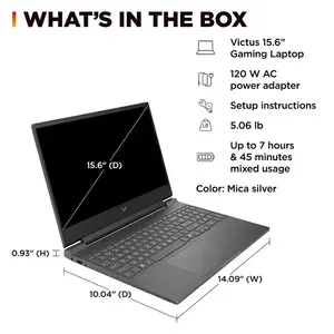 HP Victus 15-fb3093dx Gaming Laptop, Ryzen 7 7445HS, RTX 4050 6GB, 16GB RAM, 512GB SSD, 15.6" FHD 144Hz, Windows 11