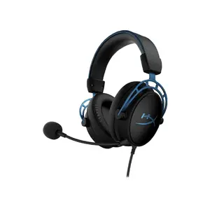 HyperX Cloud Alpha S Gaming Headset Black Blue Edition, Virtual Surround Sound Audio System, Premium Gaming Sound Performance, Comfortable Gaming Headphones