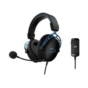 HyperX Cloud Alpha S Gaming Headset Black Blue Edition, Virtual Surround Sound Audio System, Premium Gaming Sound Performance, Comfortable Gaming Headphones