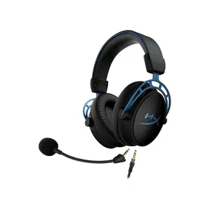 HyperX Cloud Alpha S Gaming Headset Black Blue Edition, Virtual Surround Sound Audio System, Premium Gaming Sound Performance, Comfortable Gaming Headphones