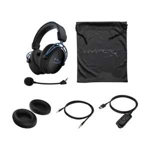 HyperX Cloud Alpha S Gaming Headset Black Blue Edition, Virtual Surround Sound Audio System, Premium Gaming Sound Performance, Comfortable Gaming Headphones